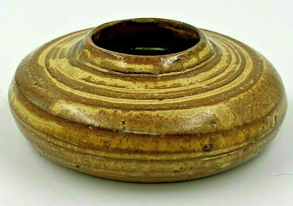 Ikebana Redware Clay Vase Hand Thrown Pottery Signed